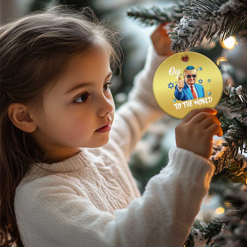 Funny Oy To The World Hanukkah Trump Christmas Ornament Chanukah Jewish Trump David Stars TS11 Print Your Wear