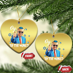 Funny Oy To The World Hanukkah Trump Christmas Ornament Chanukah Jewish Trump David Stars TS11 Heart Gold Print Your Wear