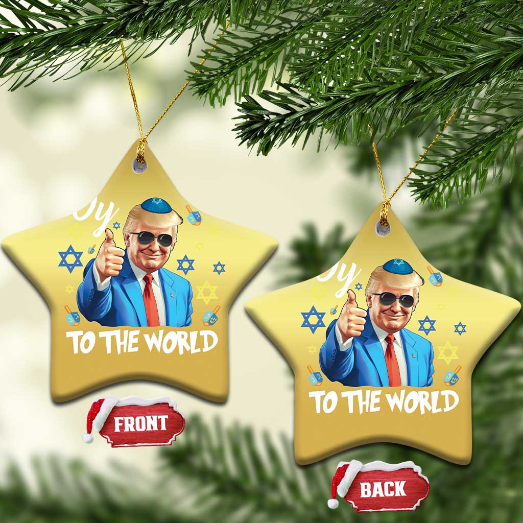 Funny Oy To The World Hanukkah Trump Christmas Ornament Chanukah Jewish Trump David Stars TS11 Star Gold Print Your Wear