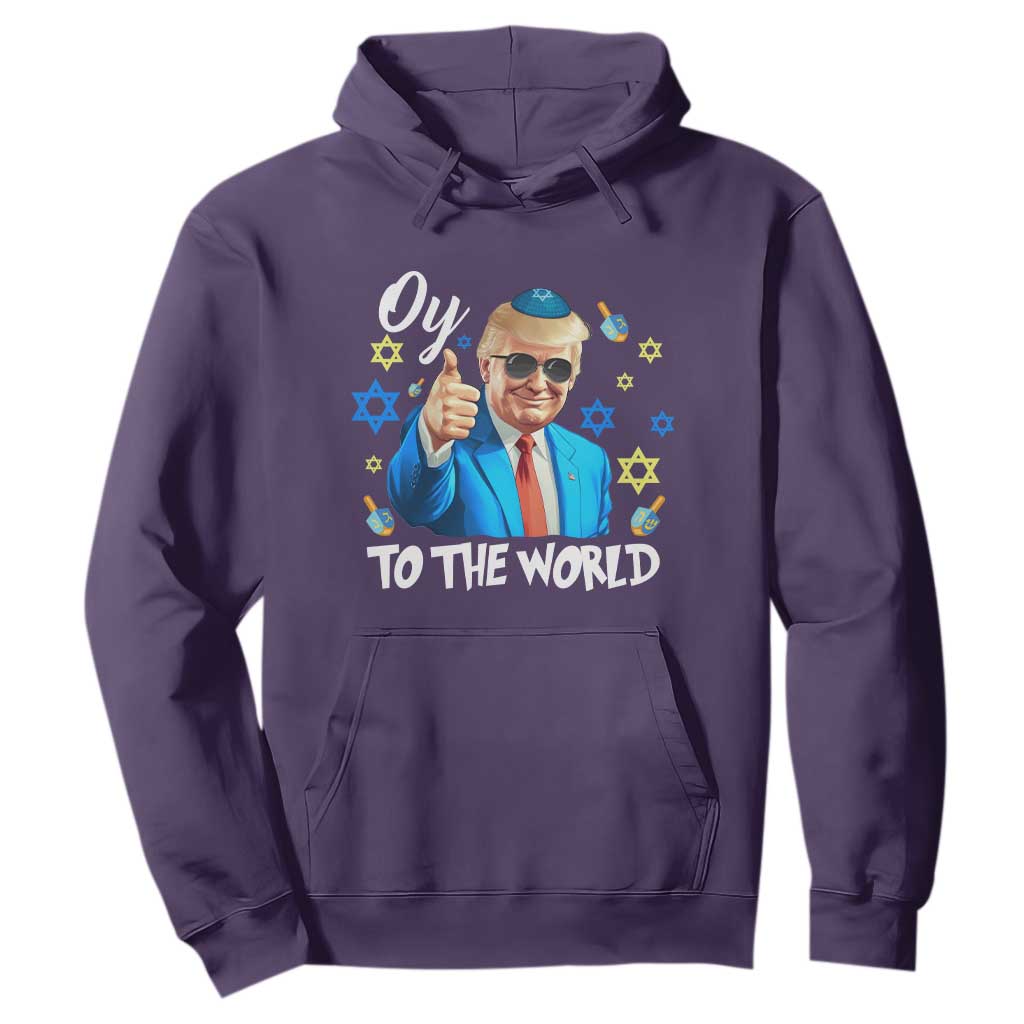 Funny Oy To The World Hanukkah Trump Hoodie Chanukah Jewish Trump David Stars TS11 Purple Print Your Wear
