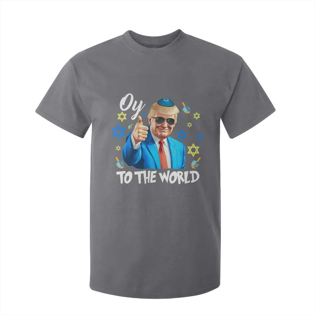 Funny Oy To The World Hanukkah Trump T Shirt For Kid Chanukah Jewish Trump David Stars TS11 Charcoal Print Your Wear