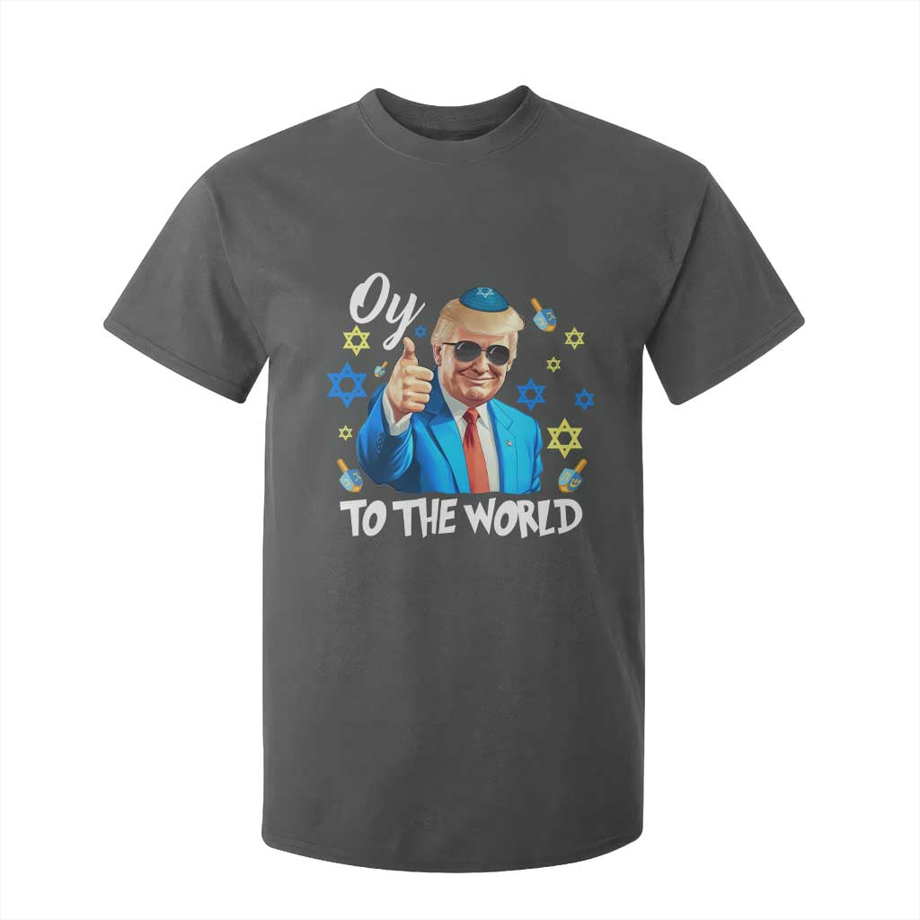 Funny Oy To The World Hanukkah Trump T Shirt For Kid Chanukah Jewish Trump David Stars TS11 Dark Heather Print Your Wear