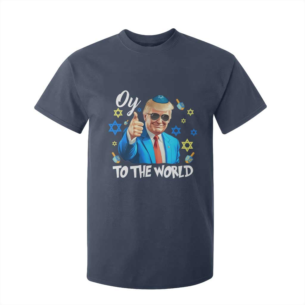 Funny Oy To The World Hanukkah Trump T Shirt For Kid Chanukah Jewish Trump David Stars TS11 Navy Print Your Wear