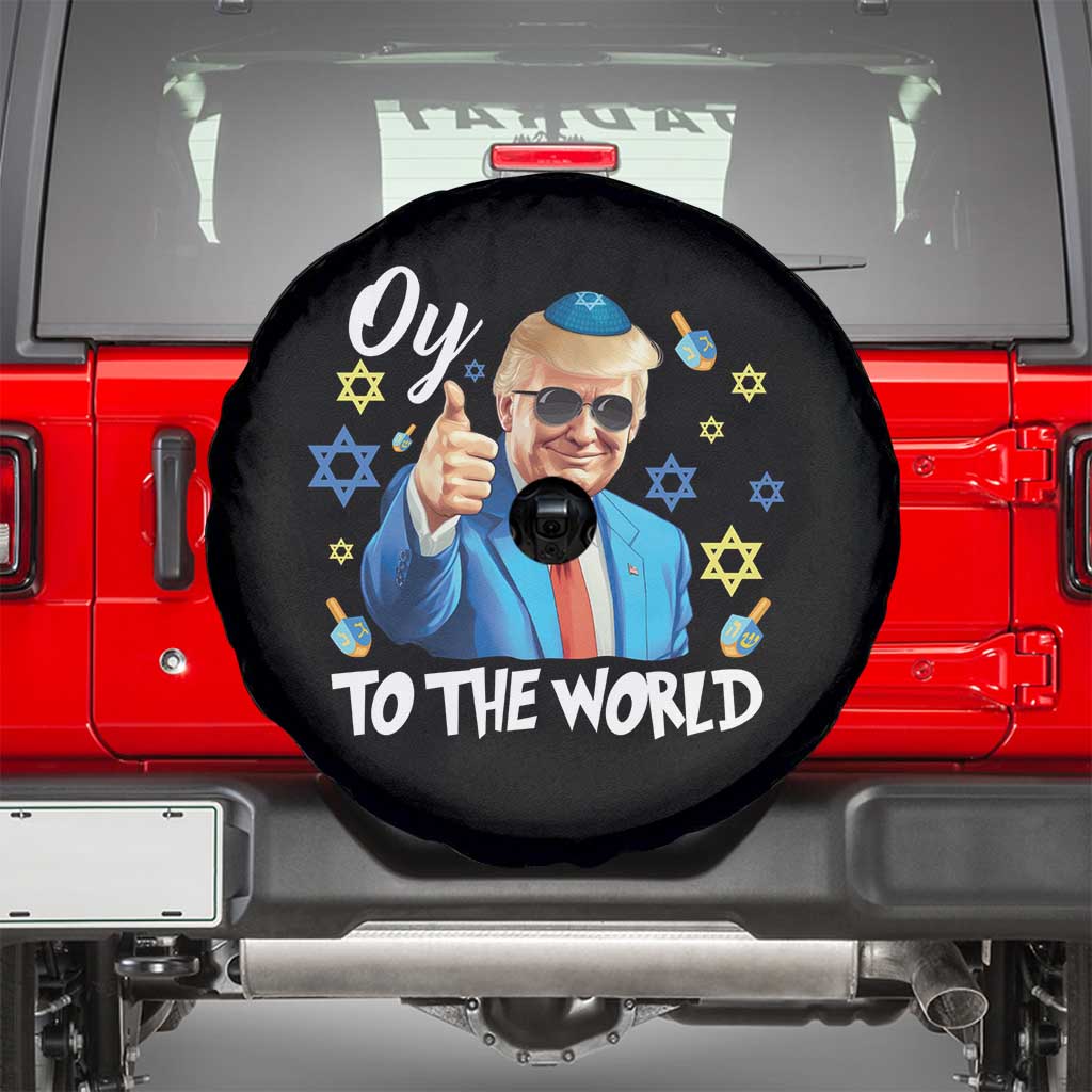 Funny Oy To The World Hanukkah Trump Spare Tire Cover Chanukah Jewish Trump David Stars TS11 Black Print Your Wear