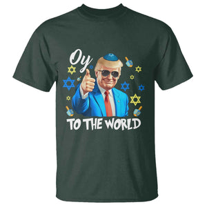 Funny Oy To The World Hanukkah Trump T Shirt Chanukah Jewish Trump David Stars TS11 Dark Forest Green Print Your Wear