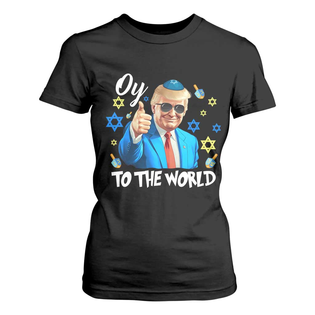 Funny Oy To The World Hanukkah Trump T Shirt For Women Chanukah Jewish Trump David Stars TS11 Black Print Your Wear