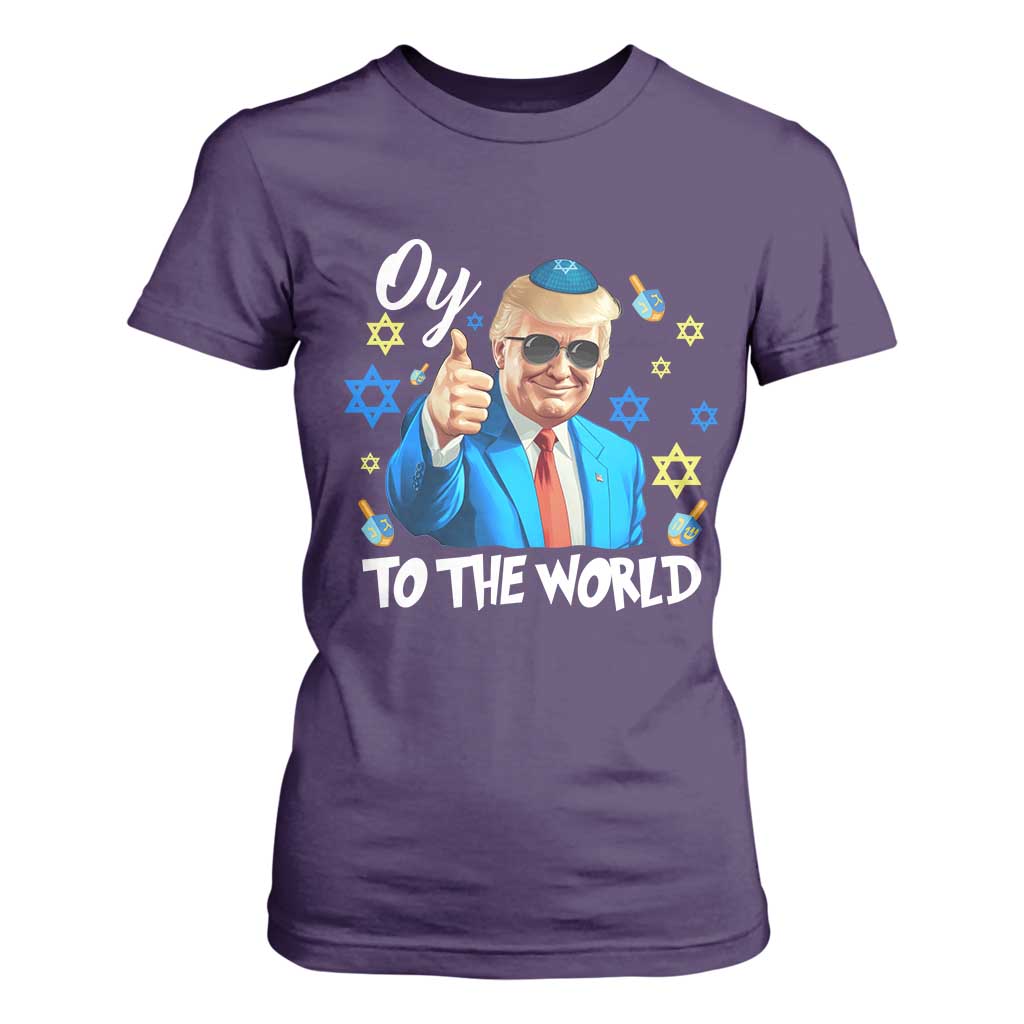 Funny Oy To The World Hanukkah Trump T Shirt For Women Chanukah Jewish Trump David Stars TS11 Purple Print Your Wear