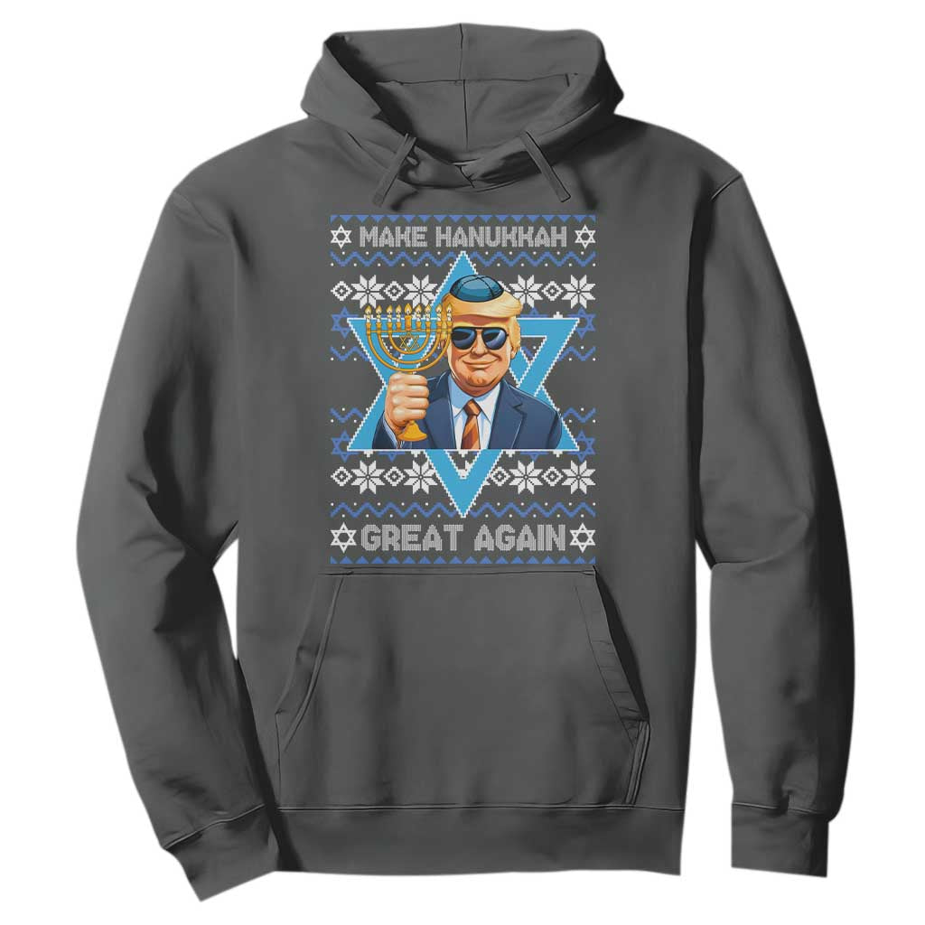 Funny Make Hanukkah Great Again Chanukah Trump Hoodie Jewish David Stars TS11 Dark Heather Print Your Wear