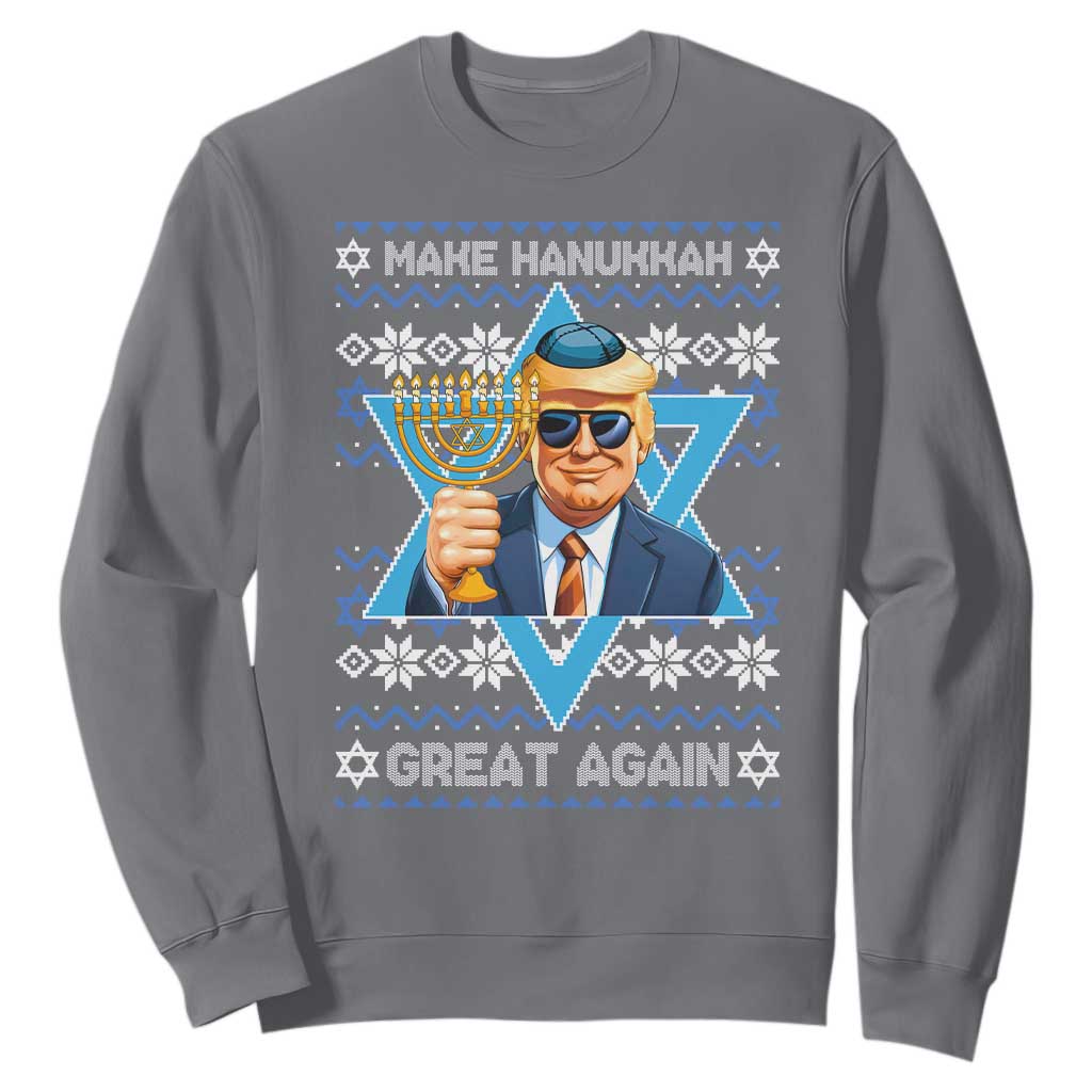 Funny Make Hanukkah Great Again Chanukah Trump Sweatshirt Jewish David Stars TS11 Charcoal Print Your Wear