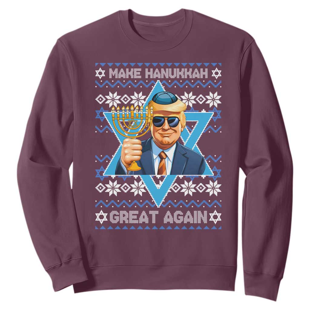 Funny Make Hanukkah Great Again Chanukah Trump Sweatshirt Jewish David Stars TS11 Maroon Print Your Wear