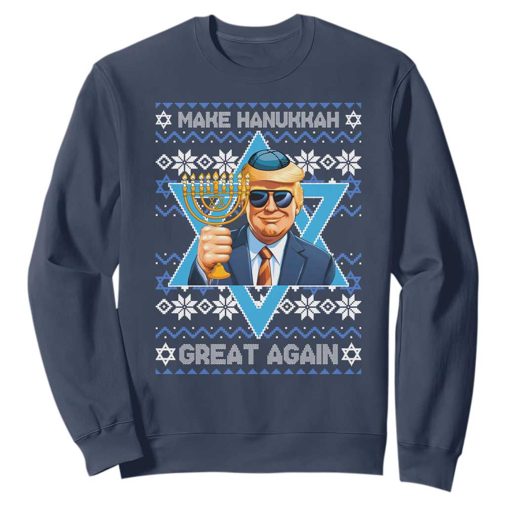 Funny Make Hanukkah Great Again Chanukah Trump Sweatshirt Jewish David Stars TS11 Navy Print Your Wear