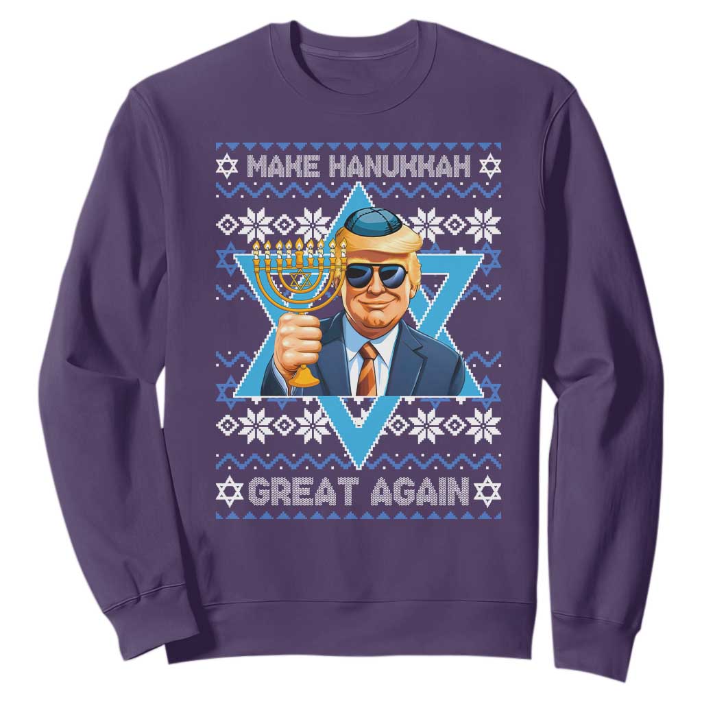 Funny Make Hanukkah Great Again Chanukah Trump Sweatshirt Jewish David Stars TS11 Purple Print Your Wear