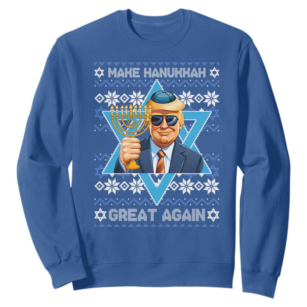 Funny Make Hanukkah Great Again Chanukah Trump Sweatshirt Jewish David Stars TS11 Royal Blue Print Your Wear