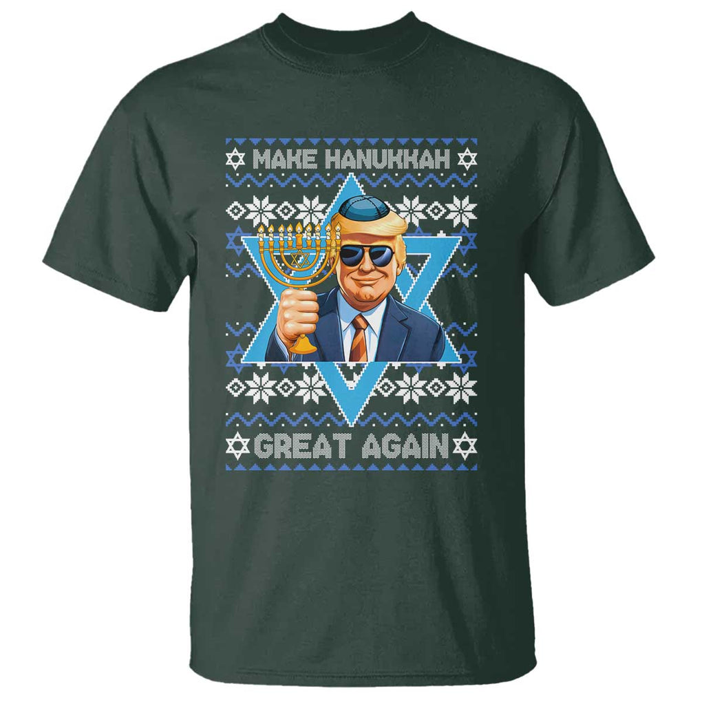 Funny Make Hanukkah Great Again Chanukah Trump T Shirt Jewish David Stars TS11 Dark Forest Green Print Your Wear