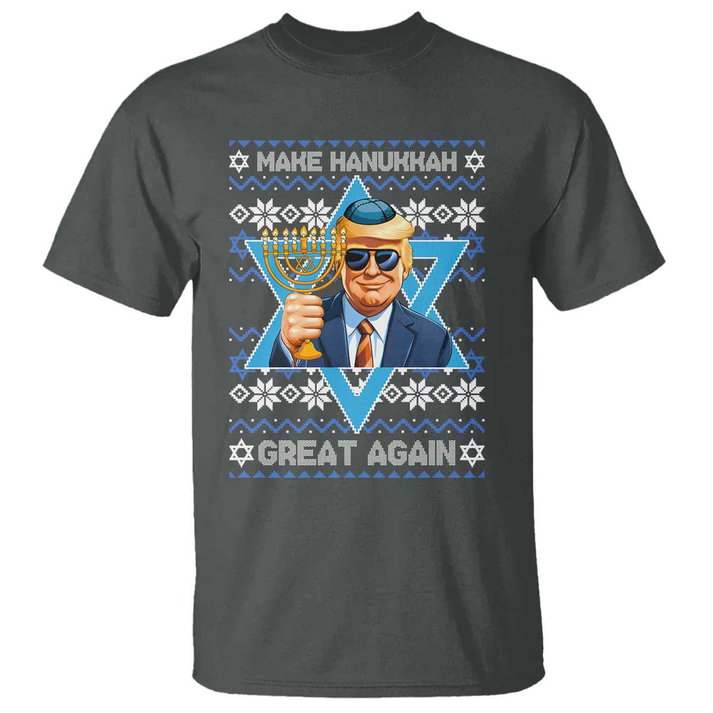 Funny Make Hanukkah Great Again Chanukah Trump T Shirt Jewish David Stars TS11 Dark Heather Print Your Wear