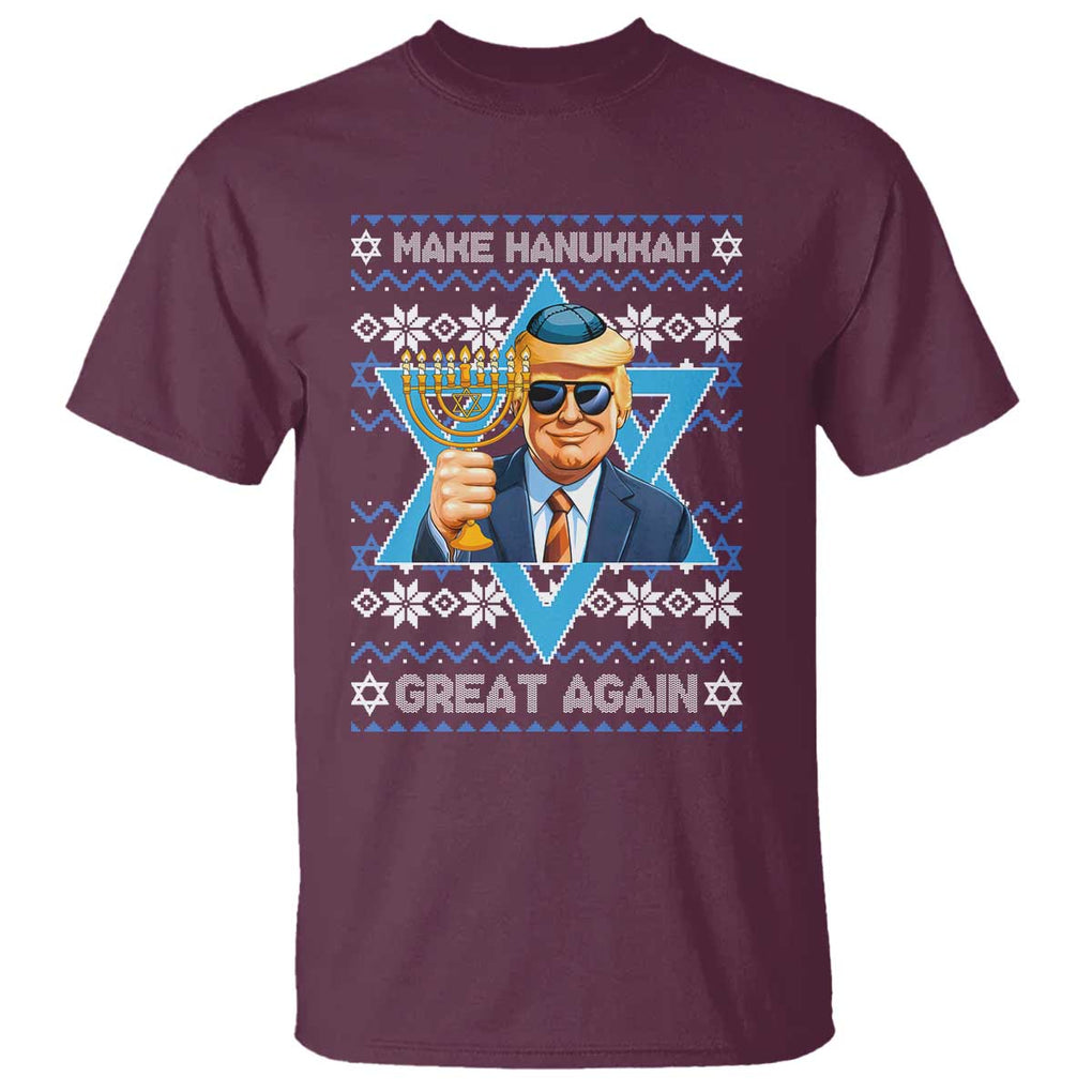 Funny Make Hanukkah Great Again Chanukah Trump T Shirt Jewish David Stars TS11 Maroon Print Your Wear