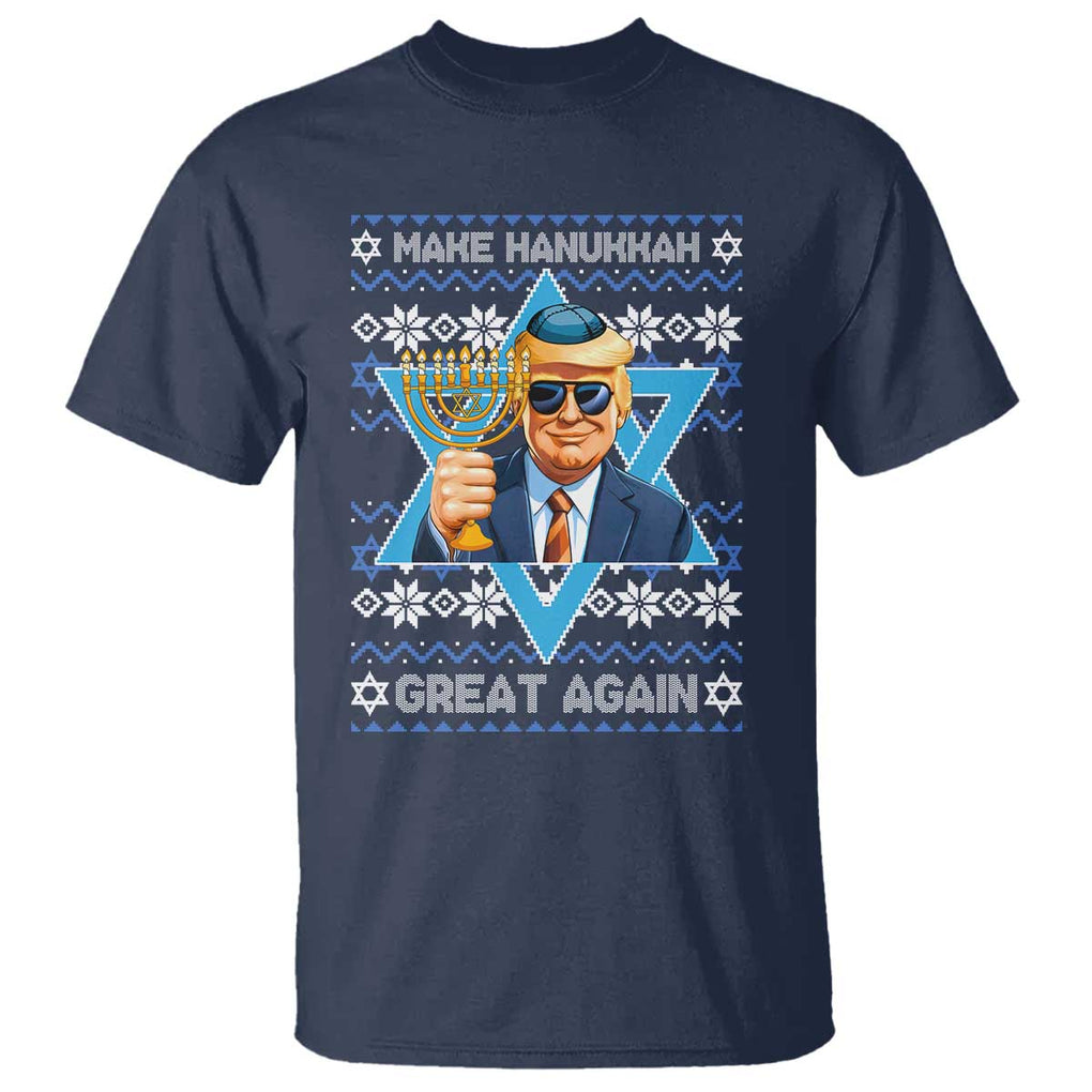 Funny Make Hanukkah Great Again Chanukah Trump T Shirt Jewish David Stars TS11 Navy Print Your Wear