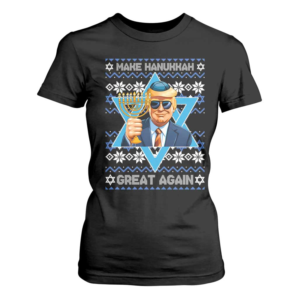 Funny Make Hanukkah Great Again Chanukah Trump T Shirt For Women Jewish David Stars TS11 Black Print Your Wear