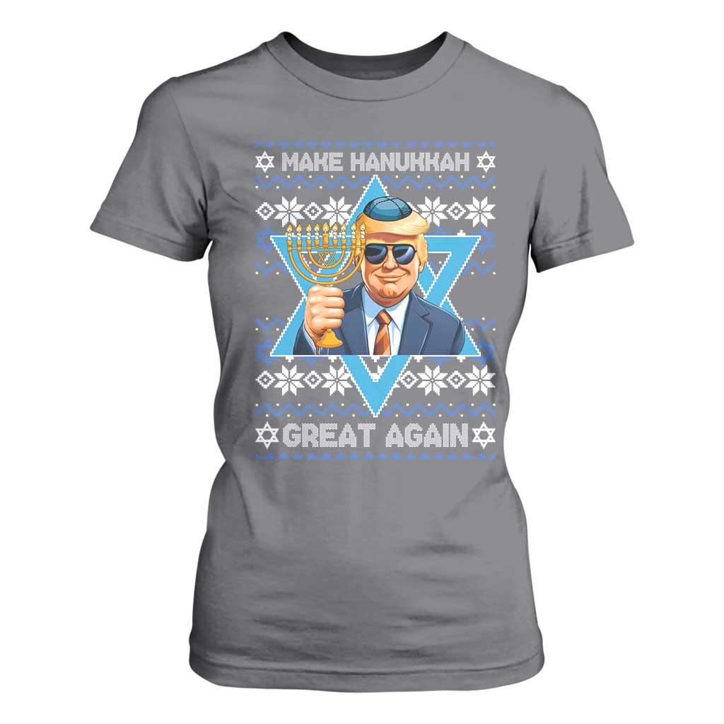 Funny Make Hanukkah Great Again Chanukah Trump T Shirt For Women Jewish David Stars TS11 Charcoal Print Your Wear