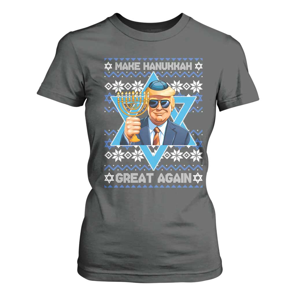 Funny Make Hanukkah Great Again Chanukah Trump T Shirt For Women Jewish David Stars TS11 Dark Heather Print Your Wear