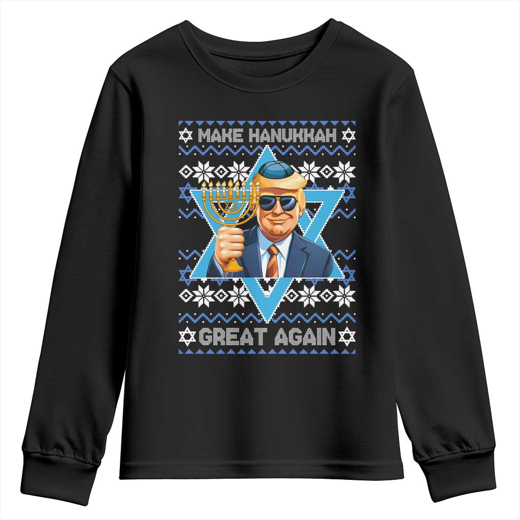 Funny Make Hanukkah Great Again Chanukah Trump Youth Sweatshirt Jewish David Stars TS11 Black Print Your Wear