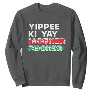 Funny Yippee Ki Yay Merry Christmas Sweatshirt Nakatomi Plaza Brushed TS11 Dark Heather Print Your Wear