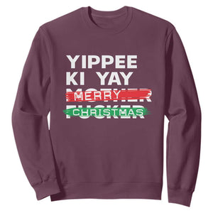 Funny Yippee Ki Yay Merry Christmas Sweatshirt Nakatomi Plaza Brushed TS11 Maroon Print Your Wear