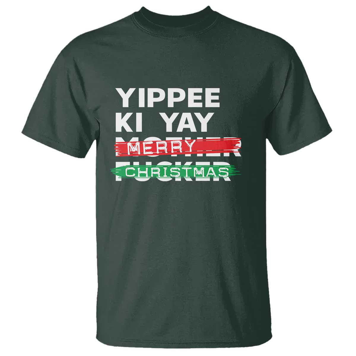 Funny Yippee Ki Yay Merry Christmas T Shirt Nakatomi Plaza Brushed TS11 Dark Forest Green Print Your Wear