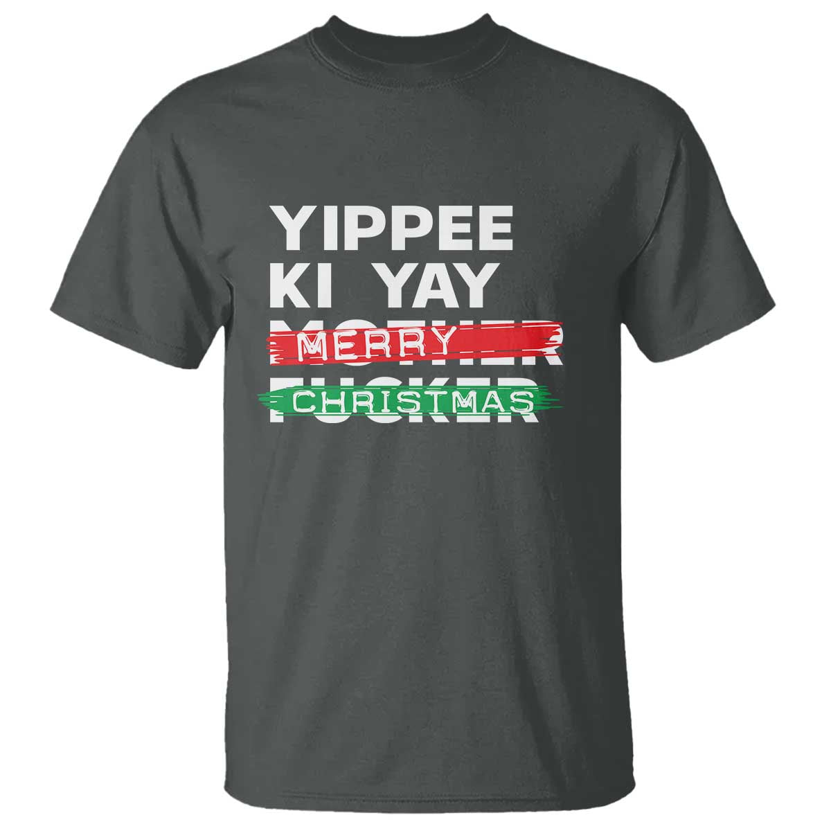 Funny Yippee Ki Yay Merry Christmas T Shirt Nakatomi Plaza Brushed TS11 Dark Heather Print Your Wear