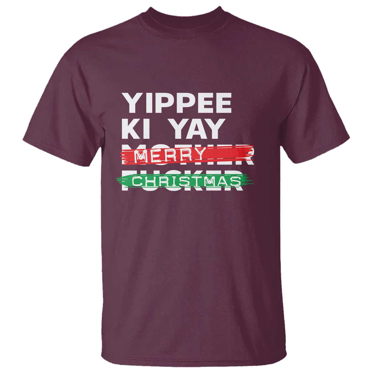 Funny Yippee Ki Yay Merry Christmas T Shirt Nakatomi Plaza Brushed TS11 Maroon Print Your Wear