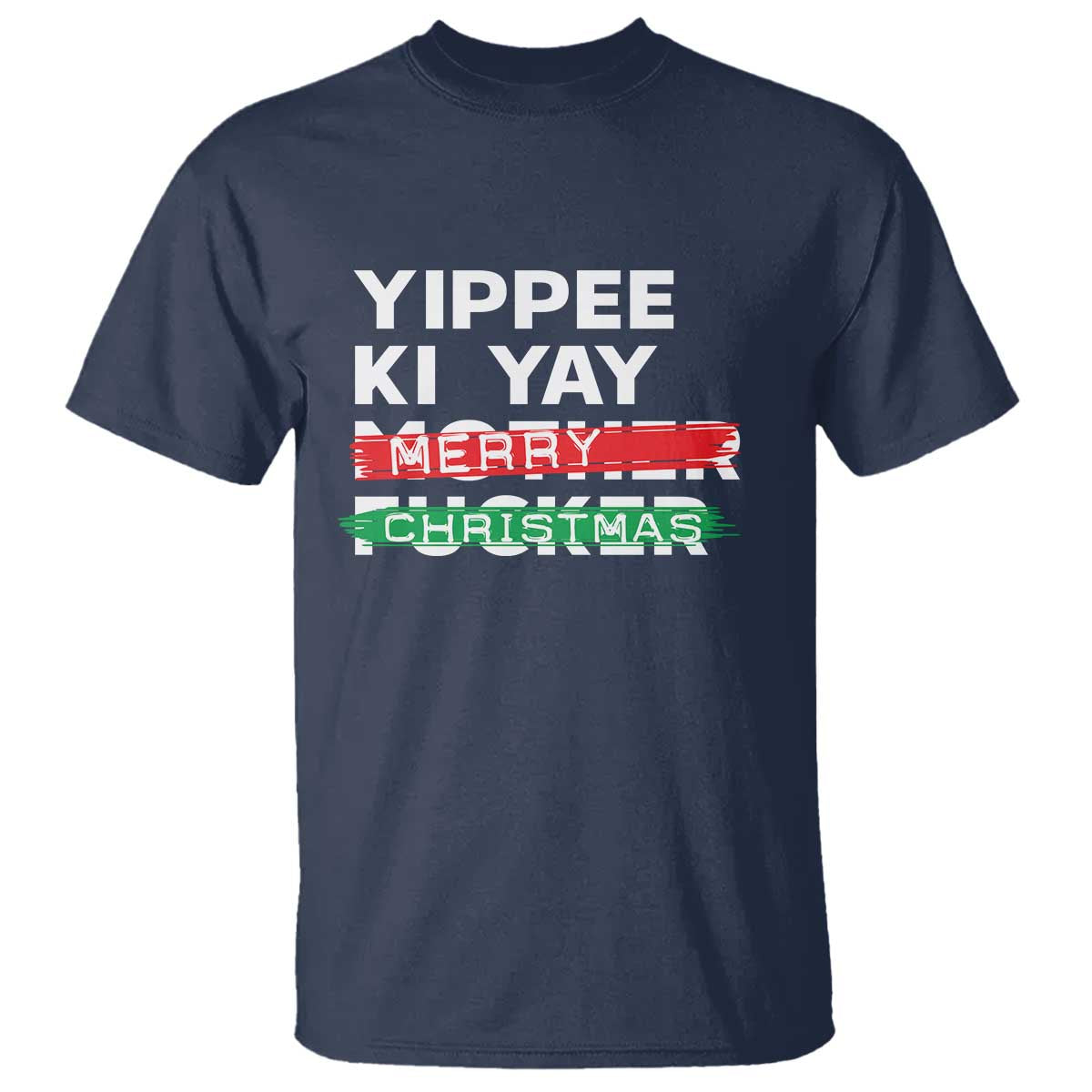 Funny Yippee Ki Yay Merry Christmas T Shirt Nakatomi Plaza Brushed TS11 Navy Print Your Wear