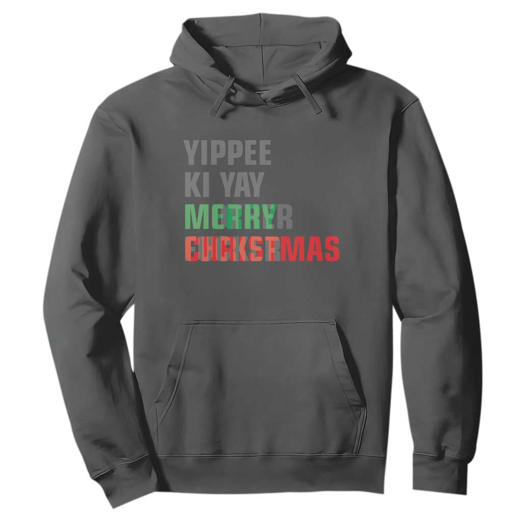 Funny Yippee Ki Yay Merry Christmas Hoodie Xmas Nakatomi Plaza Hiden Text TS11 Dark Heather Print Your Wear
