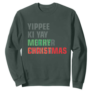 Funny Yippee Ki Yay Merry Christmas Sweatshirt Xmas Nakatomi Plaza Hiden Text TS11 Dark Forest Green Print Your Wear
