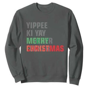 Funny Yippee Ki Yay Merry Christmas Sweatshirt Xmas Nakatomi Plaza Hiden Text TS11 Dark Heather Print Your Wear