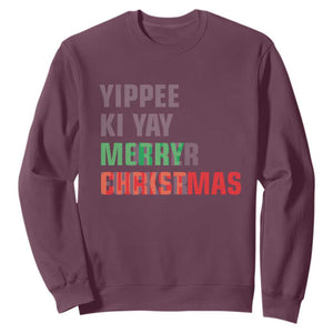 Funny Yippee Ki Yay Merry Christmas Sweatshirt Xmas Nakatomi Plaza Hiden Text TS11 Maroon Print Your Wear