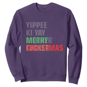 Funny Yippee Ki Yay Merry Christmas Sweatshirt Xmas Nakatomi Plaza Hiden Text TS11 Purple Print Your Wear