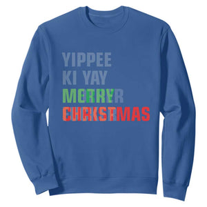 Funny Yippee Ki Yay Merry Christmas Sweatshirt Xmas Nakatomi Plaza Hiden Text TS11 Royal Blue Print Your Wear