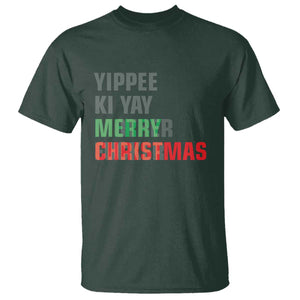 Funny Yippee Ki Yay Merry Christmas T Shirt Xmas Nakatomi Plaza Hiden Text TS11 Dark Forest Green Print Your Wear