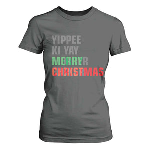 Funny Yippee Ki Yay Merry Christmas T Shirt For Women Xmas Nakatomi Plaza Hiden Text TS11 Dark Heather Print Your Wear