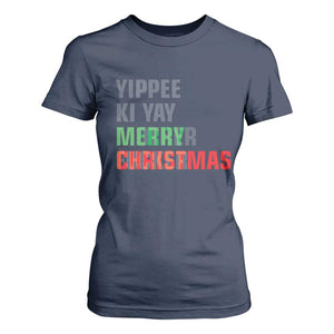 Funny Yippee Ki Yay Merry Christmas T Shirt For Women Xmas Nakatomi Plaza Hiden Text TS11 Navy Print Your Wear