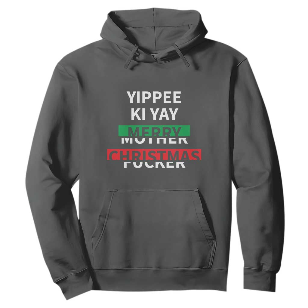 Funny Yippee Ki Yay Merry Christmas Hoodie Xmas Nakatomi Plaza TS11 Dark Heather Print Your Wear
