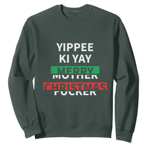 Funny Yippee Ki Yay Merry Christmas Sweatshirt Xmas Nakatomi Plaza TS11 Dark Forest Green Print Your Wear