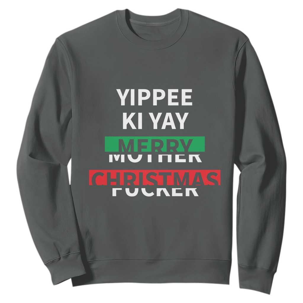 Funny Yippee Ki Yay Merry Christmas Sweatshirt Xmas Nakatomi Plaza TS11 Dark Heather Print Your Wear