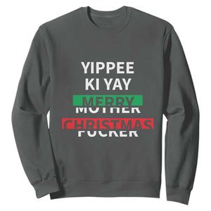 Funny Yippee Ki Yay Merry Christmas Sweatshirt Xmas Nakatomi Plaza TS11 Dark Heather Print Your Wear