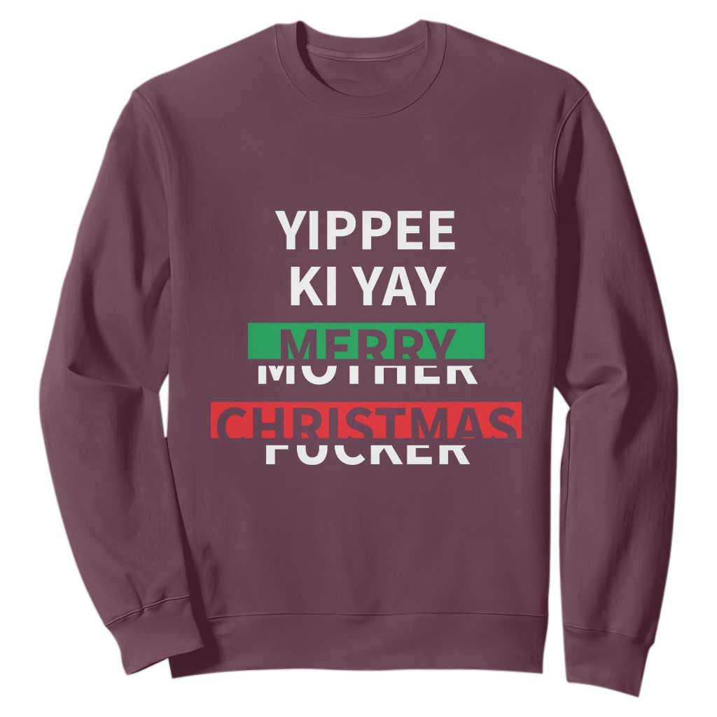 Funny Yippee Ki Yay Merry Christmas Sweatshirt Xmas Nakatomi Plaza TS11 Maroon Print Your Wear