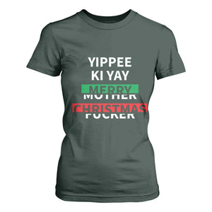Funny Yippee Ki Yay Merry Christmas T Shirt For Women Xmas Nakatomi Plaza TS11 Dark Forest Green Print Your Wear