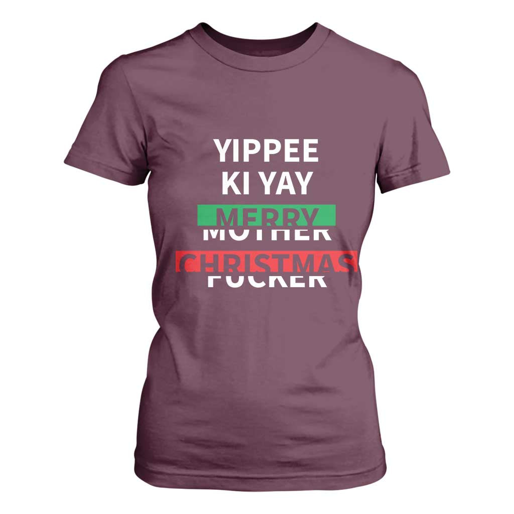 Funny Yippee Ki Yay Merry Christmas T Shirt For Women Xmas Nakatomi Plaza TS11 Maroon Print Your Wear