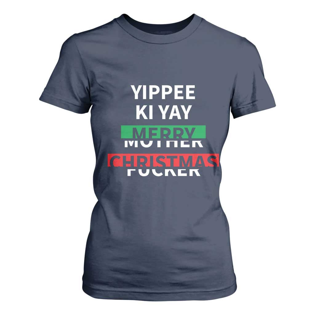 Funny Yippee Ki Yay Merry Christmas T Shirt For Women Xmas Nakatomi Plaza TS11 Navy Print Your Wear