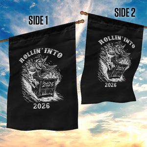 Funny Cowboy Raccoon Rollin Into 2026 Garden Flag New Year Dumpster Fire 2026 Rodeo TS11 Print Your Wear