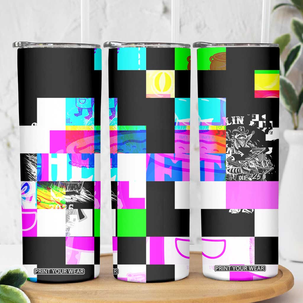 Funny Cowboy Raccoon Rollin Into 2026 Skinny Tumbler New Year Dumpster Fire 2026 Rodeo TS11 Print Your Wear